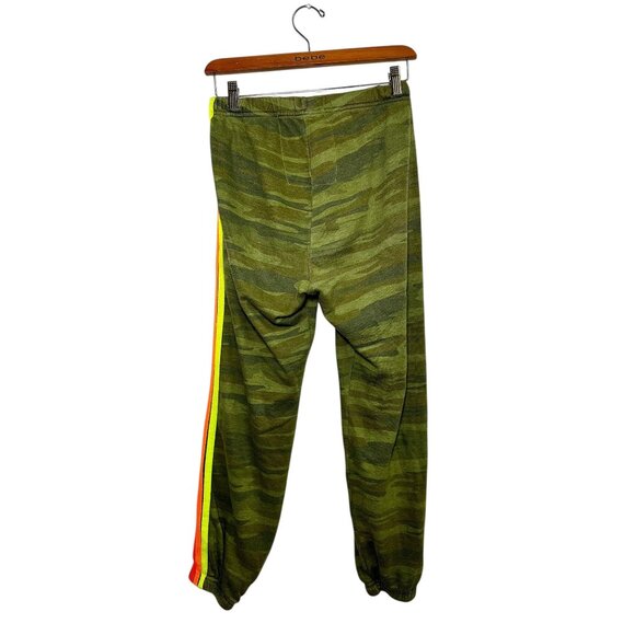 Aviator Nation Camo Sweatpants Joggers L Rainbow Stripe Side Made USA - Picture 5 of 8